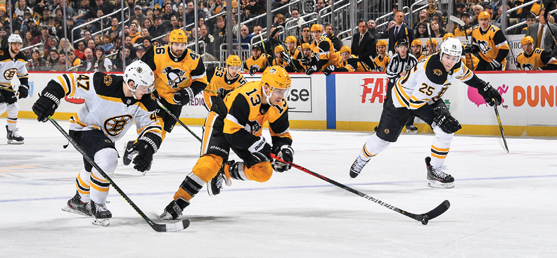 January 19, 2020 - Pittsburgh Penguins vs Boston Bruins at PPG Paints Arena  Pittsburgh won the game 4-3 