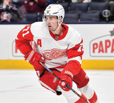 COLUMBUS, OH - FEBRUARY 7:  Dylan Larkin #71 of the Detroit Red Wings skates against the Columbus Blue Jackets on February 7, 2020 at Nationwide Arena in Columbus, Ohio   (Photo by Jamie Sabau NHLI via Getty Images)