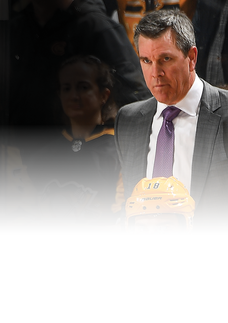 PITTSBURGH, PA - DECEMBER 14:  Head coach Mike Sullivan looks on against the Los Angeles Kings at PPG PAINTS Arena on December 14, 2019 in Pittsburgh, Pennsylvania  (Photo by Joe Sargent NHLI via Getty Images)