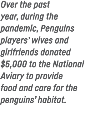 Over the past year, during the pandemic, Penguins players  wives and girlfriends donated  5,000 to the National Aviar   
