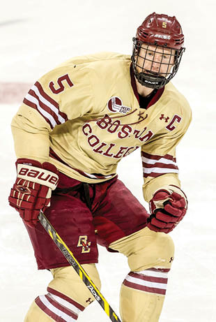 CHESTNUT HILL, MA - DECEMBER 13: Michael Matheson #5 of the Boston College Eagles skates against the Michigan Wolverines during NCAA hockey at Kelley Rink on December 13, 2014 in Chestnut Hill, Massachusetts  The Eagles won 5-1  (Photo by Richard T Gagnon Getty Images)
