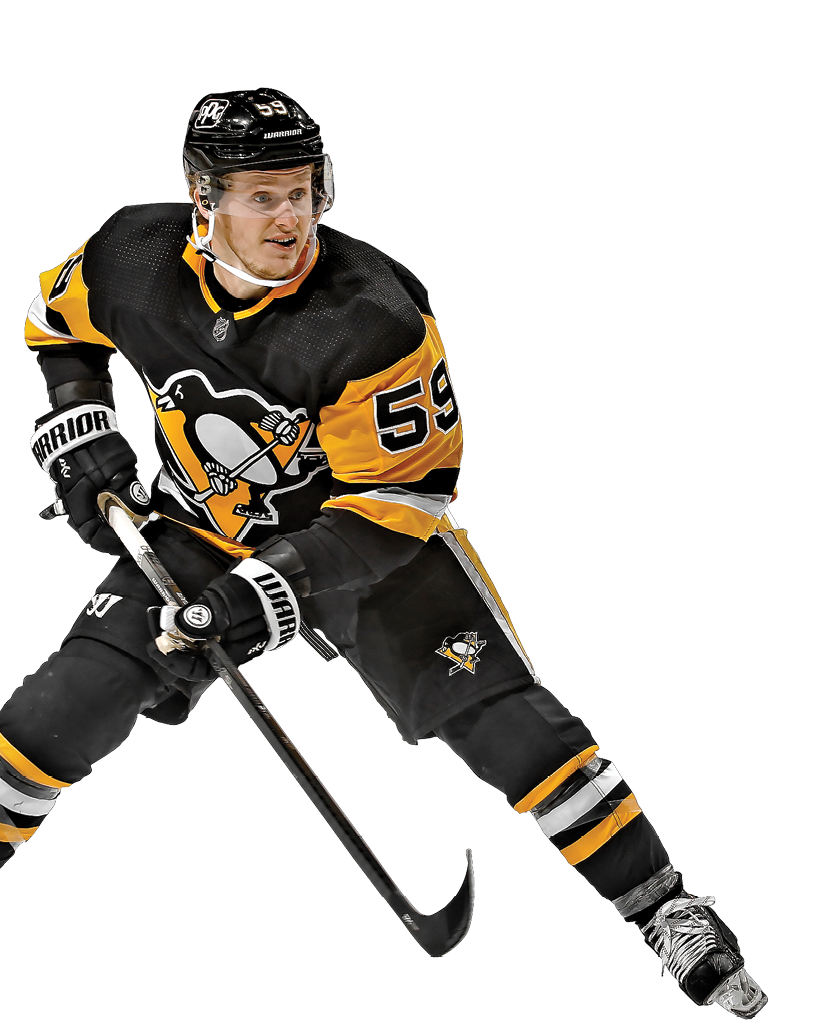 PITTSBURGH, PA - JANUARY 22:  Jake Guentzel #59 of the Pittsburgh Penguins in action against the New York Rangers at PPG PAINTS Arena on January 22, 2021 in Pittsburgh, Pennsylvania  (Photo by Justin K  Aller NHLI via Getty Images)