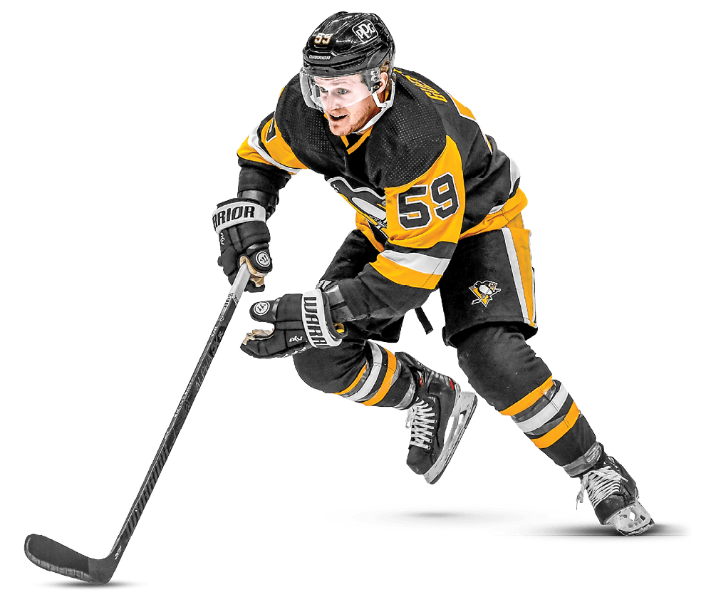 PITTSBURGH, PA - JANUARY 17: Pittsburgh Penguins Left Wing Jake Guentzel (59) skates during the second period in the NHL game between the Pittsburgh Penguins and the Washington Capitals on January 17, 2021, at PPG Paints Arena in Pittsburgh, PA  (Photo by Jeanine Leech Icon Sportswire via Getty Images)