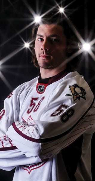 RALEIGH, NC - JANUARY 30:  (EDITORS NOTE: A special effects camera filter was used for this image ) Kris Letang #58 of the Pittsburgh Penguins for Team Staal poses for a portrait before the 58th NHL All-Star Game at RBC Center on January 30, 2011 in Raleigh, North Carolina   (Photo by Harry How Getty Images)