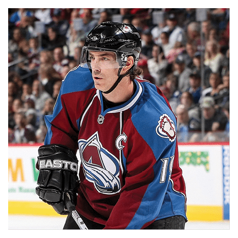 DENVER - OCTOBER 16:  Joe Sakic #19 of the Colorado Avalanche skates against the Philadelphia Flyers at the Pepsi Center on October 16, 2008 in Denver, Colorado  The Avalanche defeated the Flyers 5-2   (Photo by Michael Martin NHLI via Getty Images)