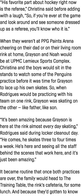  His favorite part about hockey right now is the referee,  Christina said before adding with a laugh,  So, if you re    