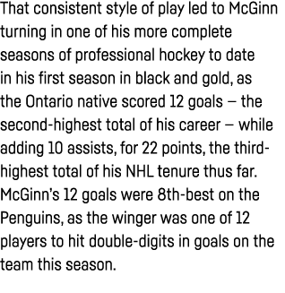 That consistent style of play led to McGinn turning in one of his more complete seasons of professional hockey to dat   