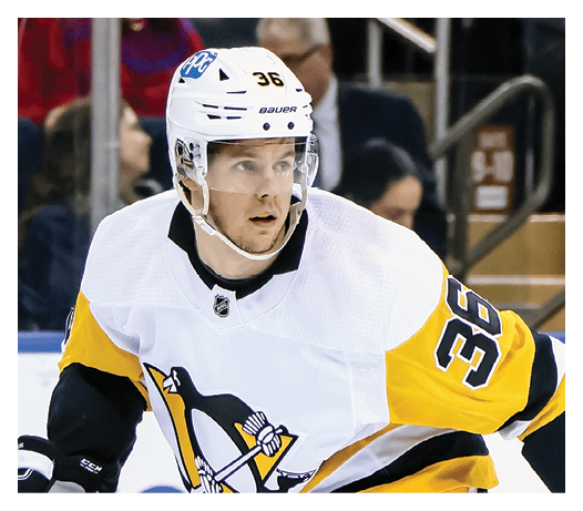 NEW YORK, NEW YORK - APRIL 07: Filip Hallander #36 of the Pittsburgh Penguins skates in his first NHL game against the New York Rangers at Madison Square Garden on April 07, 2022 in New York City  (Photo by Bruce Bennett Getty Images)