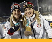 ANNAPOLIS, MD - MARCH 03:  (L-R) Monique Lamoureux-Morando and Jocelyne Lamoureux-Davidson of the 2018 United States Women's Hockey Team attend a ceremony to acknowledge the team during the second intermission of the 2018 Coors Light NHL Stadium Series game against the Toronto Maple Leafs at the Navy-Marine Corps Memorial Stadium on March 3, 2018 in Annapolis, Maryland   (Photo by Dave Sandford NHLI via Getty Images)
