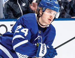 TORONTO, ON - FEBRUARY 3: Kasperi Kapanen #24 of the Toronto Maple Leafs skates with the puck against the Florida Panthers during the second period at the Scotiabank Arena on February 3, 2020 in Toronto, Ontario, Canada  (Photo by Kevin Sousa NHLI via Getty Images)