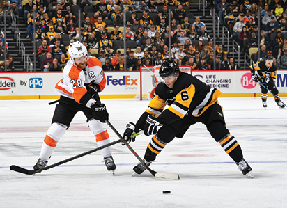 October 29, 2019 - Pittsburgh Penguins vs Philadelphia Flyers at PPG Paints Arena  Pittsburgh won the game 7-1 