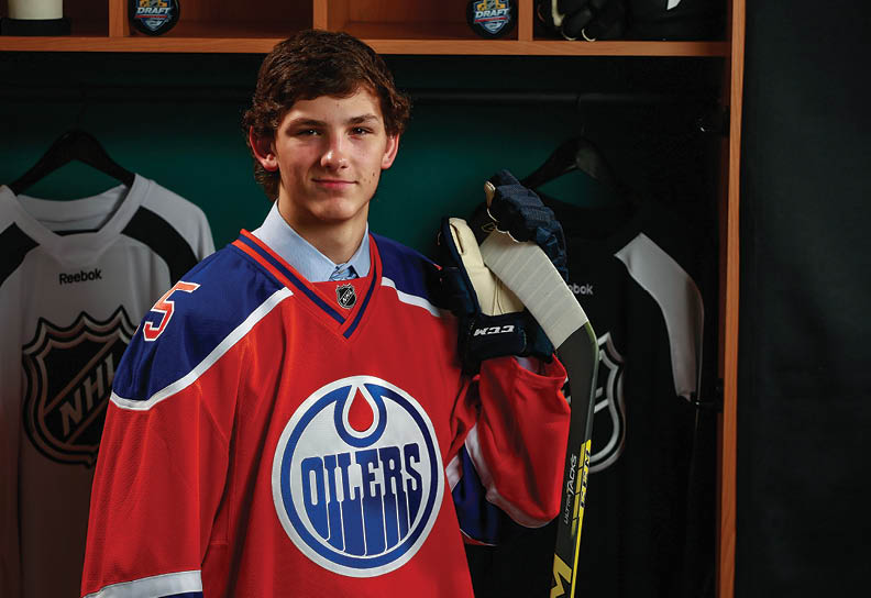 SUNRISE, FL - JUNE 27:  John Marino, 154th overall pick by the Edmonton Oilers, poses for a portrait during the 2015 NHL Draft at BB&T Center on June 27, 2015 in Sunrise, Florida   (Photo by Jeff Vinnick NHLI via Getty Images)